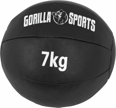 Медичний м'яч зі шкіри GORILLA SPORTS 1 кг, 29 см, чорний – для фітнесу, тренувань, набору м'язів
