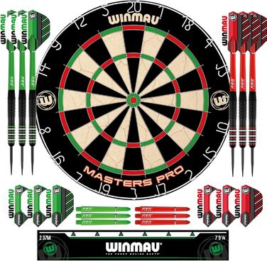 Професійний дартс-набір WINMAU Masters Pro Premium з борстяною мішенню, дротиками, хвостовиками, окі-стрічкою для дорослих