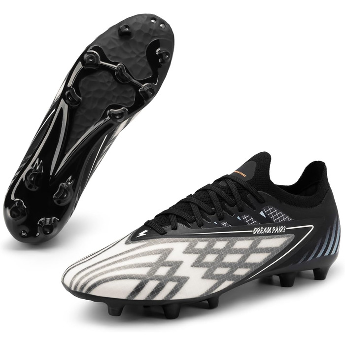 Футбольні бутси DREAM PAIRS для чоловіків, професійні, зі штирями, для гри на траві, чорно-білі, 39 EU