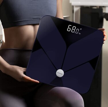 XCOAST WELLISCALE: Розумна вага з Bluetooth - аналіз складу тіла, фітнес-вага (чорний)