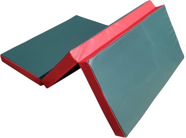 Складаний спортивний мат NiroSport 210x100x8 см для гімнастики, фітнесу та спорту, водонепроникний мат для тренувань, захисту та гостьового ліжка, зелено-червоний