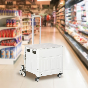 Трансформер для підйому сходами HOMCOM – мобільна складана коробка для перевезення вантажів. Максимальне навантаження: 65 кг. Білий колір.