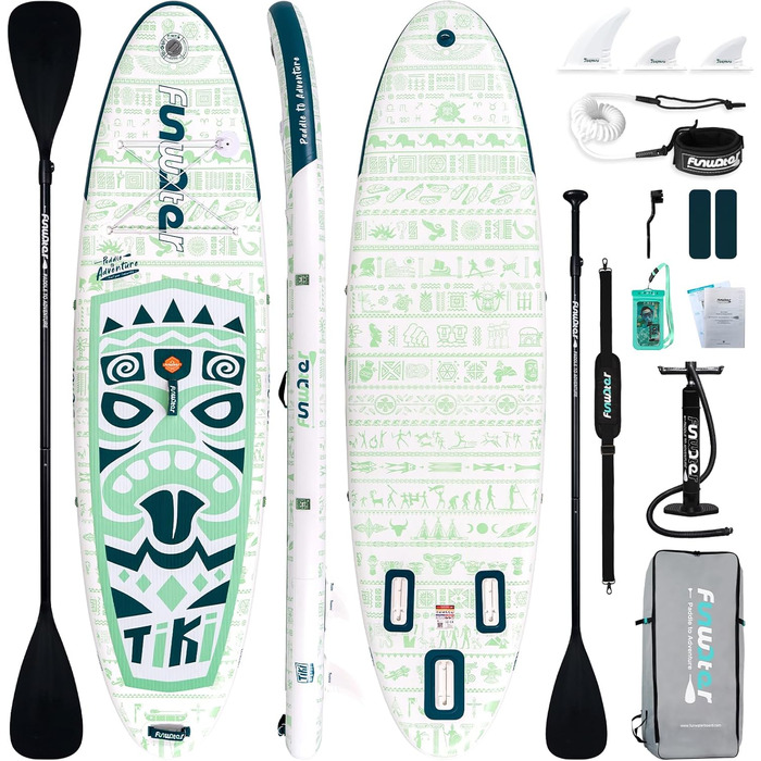 Надувна SUP-дошка FunWater Allround з насосом, веслом, рюкзаком і страховкою для дорослих, підлітків і дітей