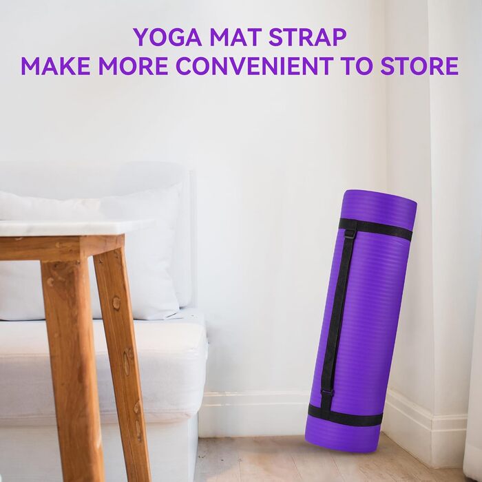Гімнастичний килимок BalanceFrom GoYoga, 12 мм, висока щільність, з ременем для перенесення, фіолетовий, зносостійкий