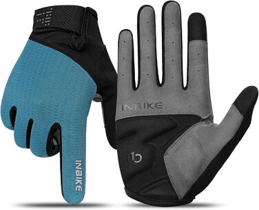 Велосипедні рукавички INBIKE для чоловіків, 2 пальці, сенсорний екран, ударостійкі, дихаючі, IHC406 (Блакитний, S)