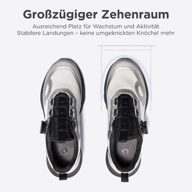 Дитячі кросівки Happy Nochnoc All-Max для хлопчиків та дівчаток – легкі, дихаючі спортивні кросівки з високою амортизацією для тенісу, відпочинку та тренувань, 33 EU, чорний, з рідинним сріблом