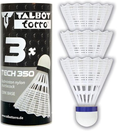 Набір тенісних м'ячів для бадмінтона Talbot-Torro Tech 350 (3 або 6 шт.), різні кольори/швидкості, нейлонові, для гри в приміщенні та на вулиці