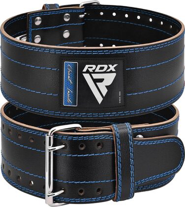 Шкіряний важкоатлетичний пояс RDX 4” для пауерліфтингу, синій, схвалений IPL та USPA, 12 отворів, 6 мм, з пряжкою, для фітнесу і бодібілдингу, чоловічий/жіночий, X-Small
