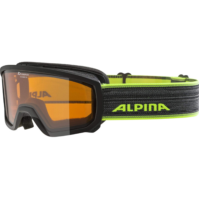 Дитячі гірськолижні окуляри ALPINA Scarabeo Junior DH (Doubelflex Hicon), чорно-неонові, універсальний розмір