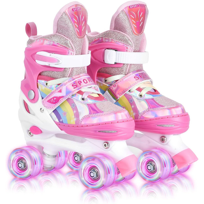 Роликові ковзани для дівчаток Vertellbar з LED підсвіткою, 3 розміри (31-42), для дітей та початківців