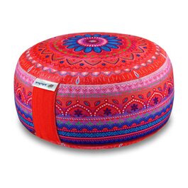 Подушка для медитації Bine Brändle Mandala: подушка для йоги, підлогова подушка, висота 15 см, наповнювач лузги гречки, сертифікат GOTS, бавовняний чохол (Червоне щастя)