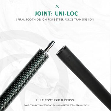 Кю Billardqueue KHEALING з карбону, 58 дюймів, 1/2-дюймова структура, 3-зубчастий з'єднувальний елемент, 12.4 мм наконечник, 540-567 г, для професійних гравців у більярд (зелений)