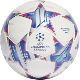 М'яч для футболу adidas UCL Mini, розмір 1, білий/сріблястий/блакитний/фіолетовий/помаранчевий, для дорослих