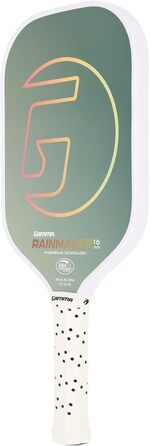 GAMMA Rainmaker – ракетка для піклболу, легка, велика зона удару, карбонове покриття з мікроперлинками для обертання та контролю, демпфуючий накладка на ручку, регульована вага, 6 кольорів (зелений)