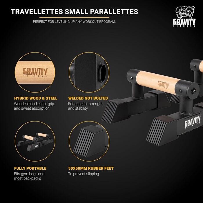 Паралелепи Gravity Fitness для калістеніки: стабільні, портативні, з гібридними дерев'яними ручками - для дому та студії