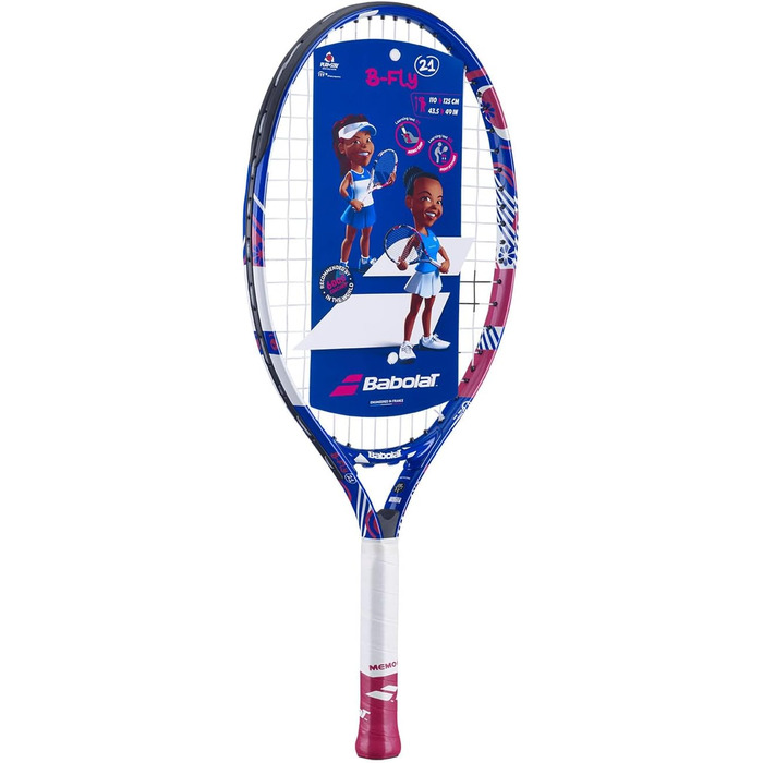 Дитяча тенісна ракетка Babolat B Fly 21, біло-рожева, натягнута, 185 г