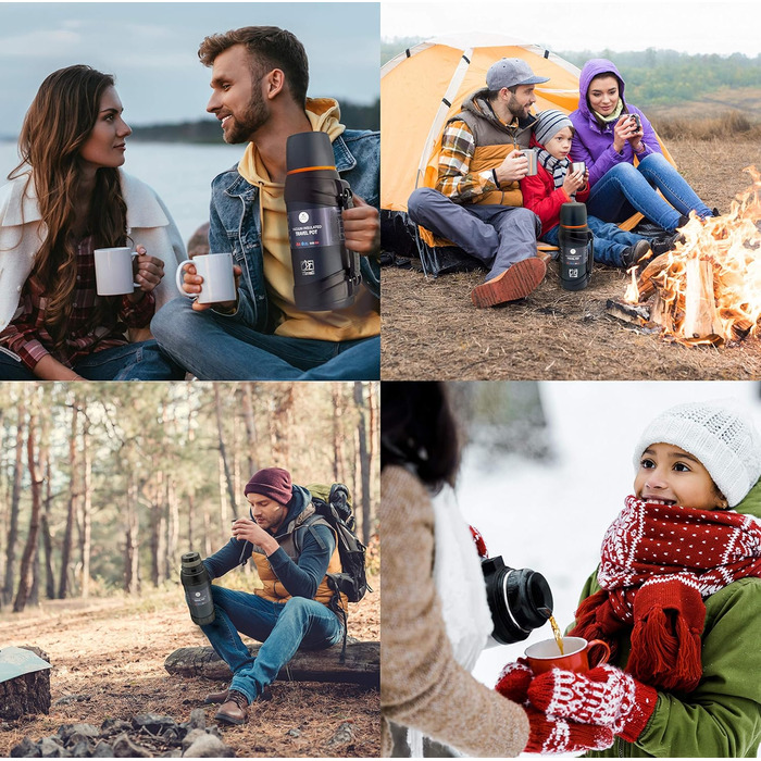 Термос для води та напоїв Reise 1,5 л, нержавіюча сталь, подвійні стінки, зберігає тепло та холод до 24 годин, для кемпінгу, подорожей, сріблястий
