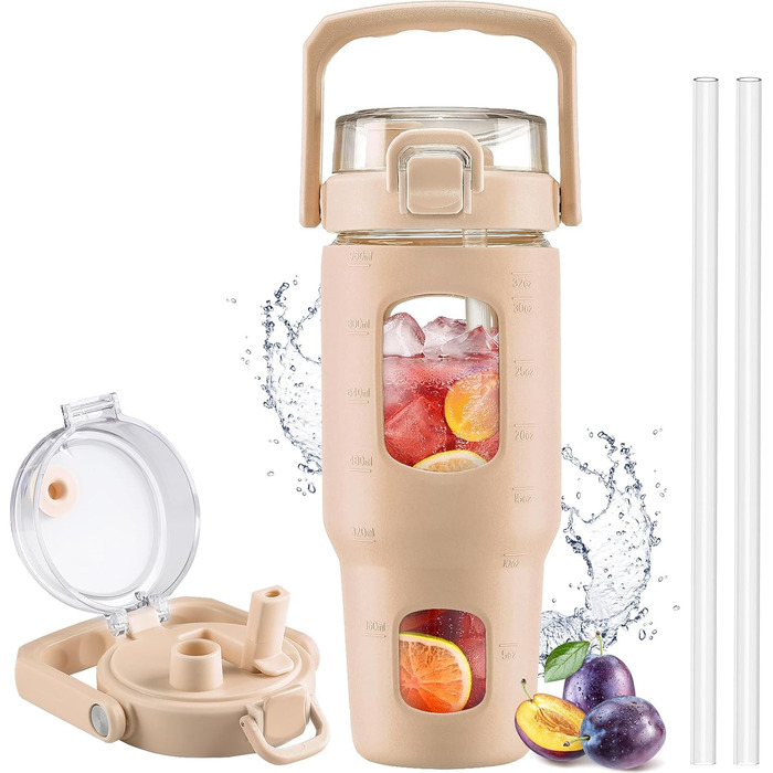Пляшка HYDRAGLAZIC 960 мл зі склом та трубочкою