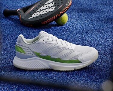 Жіноче взуття для падел-тенісу Adidas Courtquick W, розмір 41 1/3 EU, Cloud White/Silver Metallic/Lucid Lemon