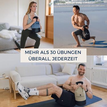 Регульована гантель-гиря Exerbell 2-14 кг, складана, водо- та пісочний мішок, для силових тренувань, чорна, 2 шт.