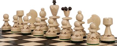 Шахи Sunrise Chess & Games Schachperle середні, традиційні польські фігури, випалене та розписане вручну шахове поле, дерев'яна шкатулка з відділеннями, коричневі