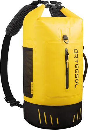 Чорний рюкзак Blackace Arteesol водовідштовхуючий, Dry Bag 20L, 40L, 45L - для каякінгу, кану, кемпінгу, трекінгу, походів, вітрильного спорту та інших водних видів спорту (Жовтий, 45L)