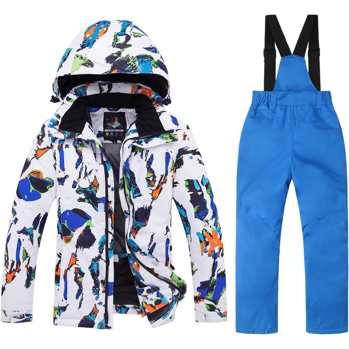 Дитячий зимовий костюм для сноуборду та лиж, водонепроникний, для хлопчиків та дівчаток (блакитний, 10-11 років)