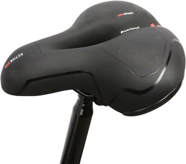 Зручний велосипедний сідло StreeHerjjkeA1 Cityradsättel з Memory Foam, водонепроникний, червоний світловідбиваючий елемент, для гібридних велосипедів, унісекс, чорний