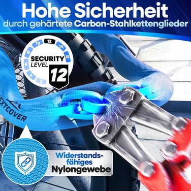 NEXTCOVER® Замки для велосипедів LockPro з кодовим замком - Оригінал - [SAFESECURE] Висока безпека | 5-значний код, сталевий замок для велосипеда, замок для електровелосипеда, ланцюговий замок, синій