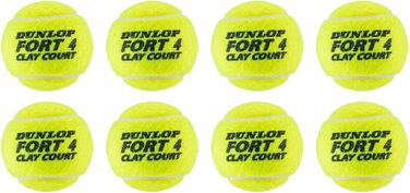 Тенісні м’ячі Dunlop Fort Clay Court для ґрунтових, трав'яних та твердих кортів, 2 упаковки по 4 штуки
