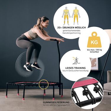 Фітнес батут SportPlus 126 см для дому та вулиці, складаний, тиха гумова підвіска, навантаження до 130 кг