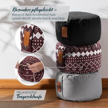 Йога-боулстер Rundes 30см x 15см | Знімний чохол | Наповнювач: органічна гречка/кукурудзяне лушпиння | Для Йін-йоги та медитації