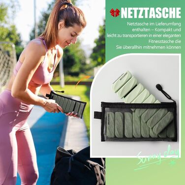 Важкі манжети BECOJADDE для ніг та рук, 0.45 кг / 0.9 кг (комплект 2 шт.) для бігу, кардіо та силових тренувань. Зелені, 0.9 кг пара (0.45 кг кожна).