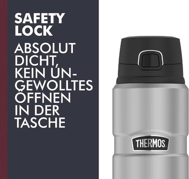 Термос-бутилка Thermos Stainless King 0,7 л з нержавіючої сталі, матова, з кришкою Safe Flow, 15 годин гарячого/24 години холодного, пляшка для води та чаю, придатна для миття в посудомийній машині, BPA-free