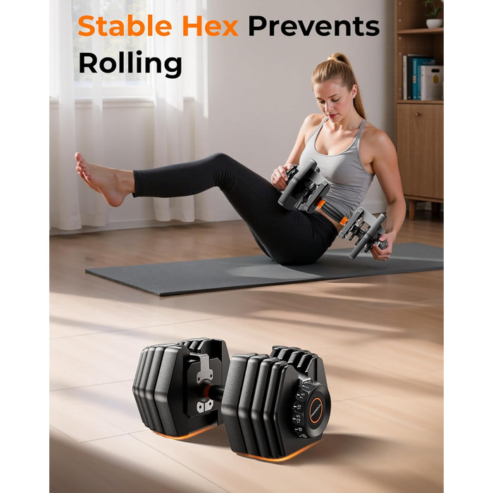 Набір гантелей FEIERDUN регульовані, 2.3 - 24 кг, 15 в 1, з антиковзними ручками та піддоном, для дому, фітнесу та силових тренувань, унісекс