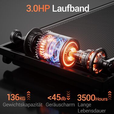 Біговий доріжка LONTEK для дому з нахилом 15%, швидкість 12 км/год, максимальне навантаження 136 кг, чорний