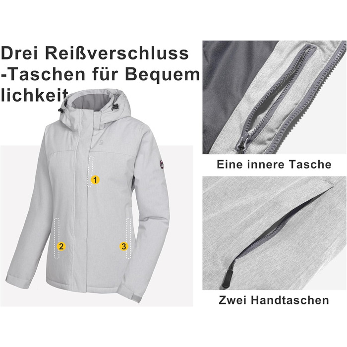 Водонепроникна куртка Little Donkey Andy для жінок, легка та дихаюча, для активного відпочинку та походів, Upgrade/Türki meliert (XXL, Upgrade/Hellgrau meliert)