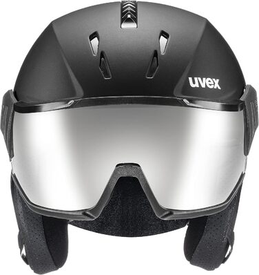 Гірськолижний шолом Uvex Instinct Visor з візором, чорний матовий, розмір 60-62 см, для чоловіків та жінок, індивідуальне регулювання
