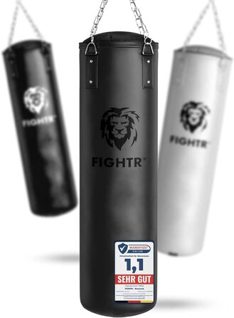 Боксерський мішок FIGHTR® з наповнювачем/без наповнювача - надміцний та довговічний | Комплект боксерських мішків включає 4-х точкову сталеву ланцюг для боксу, кікбоксингу, ММА, муай-тай та інших єдиноборств. Колір: Чорний