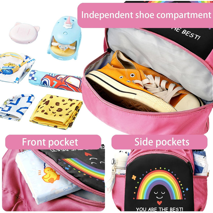 Дитяча спортивна сумка Youyike, водонепроникний рюкзак з відділенням для мокрого одягу, для дівчаток та хлопчиків, зелений, кольорова