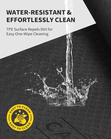 Йогамат CAMBIVO XXL 183x122 см, товщина 6/8/10/12 мм, TPE, чорний