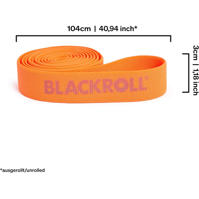 BLACKROLL® SUPER Band 104 см, еластична фітнес-стрічка для тренувань, текстильна стрічка для зміцнення м'язів, легкий рівень опору, оранжева, виготовлена в Німеччині