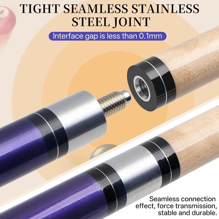 Набір більярдних київ Kmise Pool-Queue-Stick Set – 147 см, канадський клен, професійні, для дорослих, різні кольори, для барів, дому, більярдних столів, 6 кольорів, 510 г