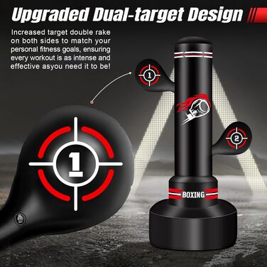 Стенд-боксерський мішок NZQXJXZ для дорослих 180 см з рукавичками, насосом, скакалкою та м'ячем для рефлексів. Ідеально для MMA та фітнесу