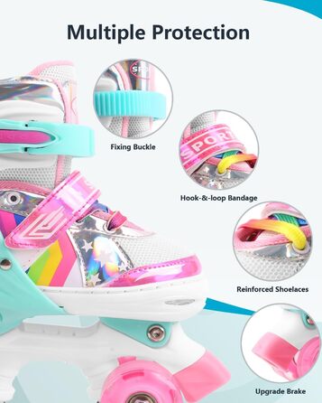 Дитячі ролики Ceestyle Verstellbare з регульованим розміром, світлові колеса, для хлопчиків та дівчаток, розмір 27-37 (4 розміри), рожеві