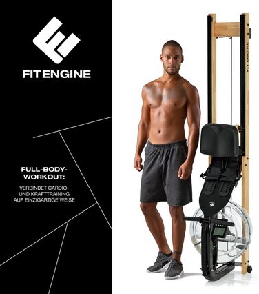 Водний веслувальний тренажер FitEngine для дорослих і підлітків, не складаний, світло-коричневий