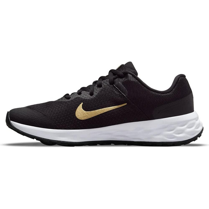 Кросівки Nike Revolution 6 NN (GS) для гімнастики, чорні з металік золотом та білим, великий розмір