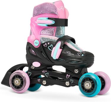 Дитячі ролики RAVEN 4-в-1 (34-37) - ролики-коньки, регульовані, чорний/м'ятний/рожевий