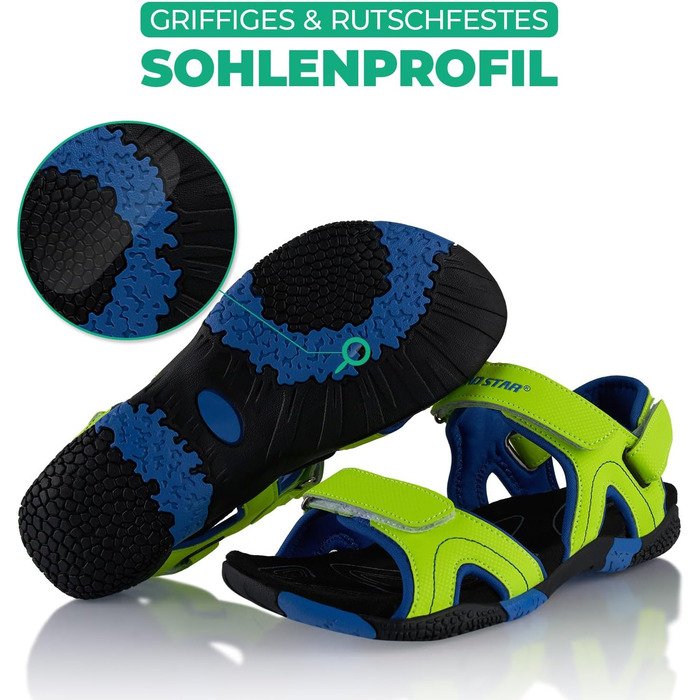 Трекінгові сандалії Fusskleidung для жінок та чоловіків, літні похідні взуття з міцною прогумованою підошвою, розмір 41 EU, колір зелено-синій