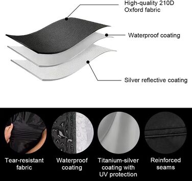 Захисний чохол для мотоцикла Motorrad 210D, водонепроникний, UV-стійкий, з світловідбиваючими смугами, для зберігання на вулиці та в приміщенні, 245 x 105 x 125 см
